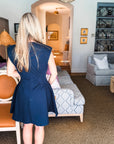 Sweet Afternoons Mini Dress-Navy