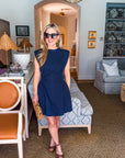 Sweet Afternoons Mini Dress-Navy