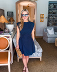 Sweet Afternoons Mini Dress-Navy
