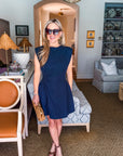 Sweet Afternoons Mini Dress-Navy