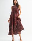 Desert Breeze Lace Maxi Dress-Chocolate