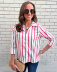 Everly Stripe Top-Pink