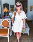 Take it Easy Zipper Mini Dress-Ecru