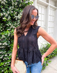 Lady Luck Embroidered Peplum Top