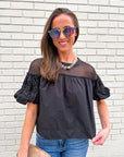Sheer Romance Bubble Top-Black