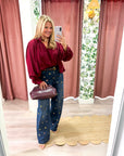 Francesca Puff Sleeve Top-Burgundy
