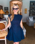 Sweet Afternoons Mini Dress-Navy