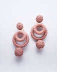 Raffia Double Hoop Drop Earrings