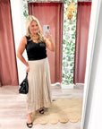 Amour Pleated Midi Skirt