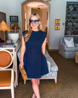 Sweet Afternoons Mini Dress-Navy