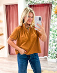 Lucille Stand Collar Top-Camel