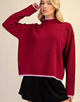 Falling Leaves Sweater-Burgundy