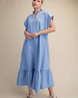 Simple Joy Midi Dress-Blue