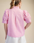 Sweetheart Puff Sleeve Top-Pink