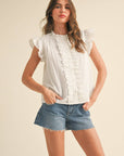 Blissful Wind Button Down Top-White
