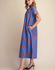 The Iconic Stripe Midi Dress-Royal