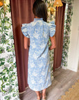Willow Bloom Gingham Midi Dress-Blue