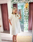She’s Gone Country Denim Dress-Cream