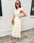 Easy Like Sunday Embroidered Midi Dress-Ivory