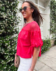 Sheer Romance Bubble Top-Raspberry Pink