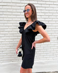 Flirt Alert Mini Dress- Black
