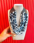 Chunky Beaded Necklace-Gray
