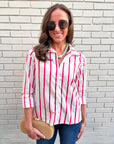 Everly Stripe Top-Pink