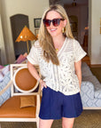 The Atelier Pintuck Short-Navy