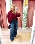 Francesca Puff Sleeve Top-Burgundy