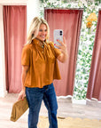 Lucille Stand Collar Top-Camel