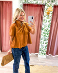 Lucille Stand Collar Top-Camel