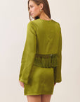 Sway With Me Satin Fringe Top