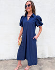 Love Story Midi Dress-Navy