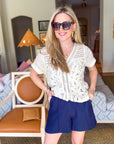 The Atelier Pintuck Short-Navy