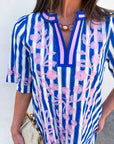 Riviera Maya Embroidered Shift Dress-Blue