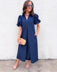 Love Story Midi Dress-Navy