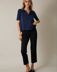 Office Chic Polo Top-Navy