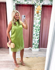 Romantic Evening Mini Dress-Olive