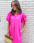Love Story Midi Dress-Hot Pink