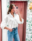 Chalet Button Down Top-White