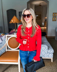Falling for Cozy Knit Cardigan-Poppy Red