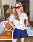 The Atelier Pintuck Short-Navy