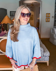 Go With the Flow Knit Top-Soft Blue/Orange Red