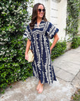 Sunkissed Glow Midi Dress- Navy/Cream