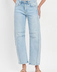 High Rise Barrel Leg Jeans