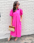 Love Story Midi Dress-Hot Pink