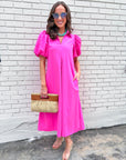 Love Story Midi Dress-Hot Pink
