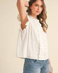 Blissful Wind Button Down Top-White