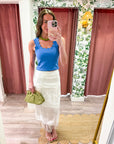 Scallop Wave Knit Top-Blue