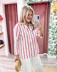 Everly Stripe Top-Pink
